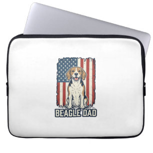 Beagle-Vater-patriotisches-vintage-Engraving-Hund- Laptopschutzhülle
