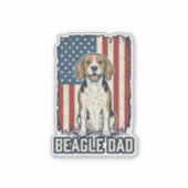 Beagle-Vater Patriotisches Vintage-Gravur-Hund-Des Aufkleber (Vorderseite)