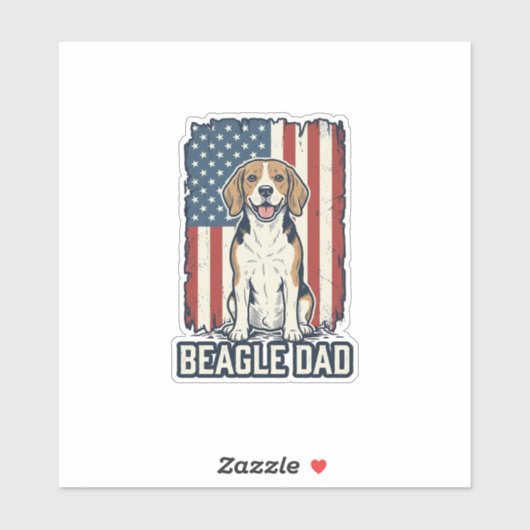 Beagle-Vater Patriotisches Vintage-Gravur-Hund-Des Aufkleber (Blatt)