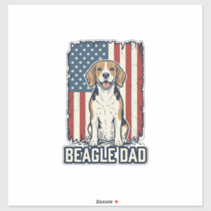 Beagle-Vater patriotisches Vintage-Gravur-Hund-Des Aufkleber