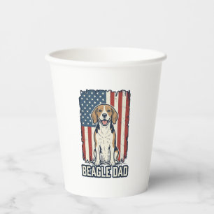 Beagle-Vater Patriotisches Vintage-Gravur-Hund-Des Pappbecher