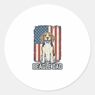Beagle-Vater patriotisches Vintage-Gravur-Hund-Des Runder Aufkleber