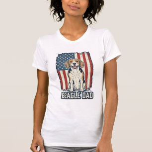 Beagle-Vater Patriotisches Vintage-Gravur-Hund-Des T-Shirt