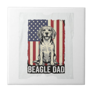 Beagle-Vater-patriotisches-vintage-Hunde-Shirt-Des Fliese