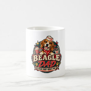 Beagle-Vater Retro-Diner Pfotenabdruck-Abzeichen Kaffeetasse