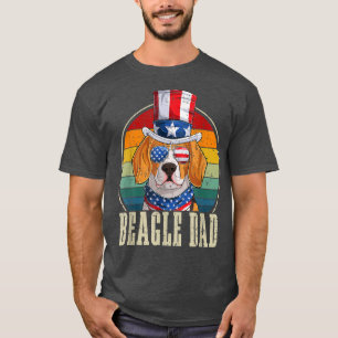 Beagle Vater Retro Sonnenbrille 4. Juli USA Flagge T-Shirt