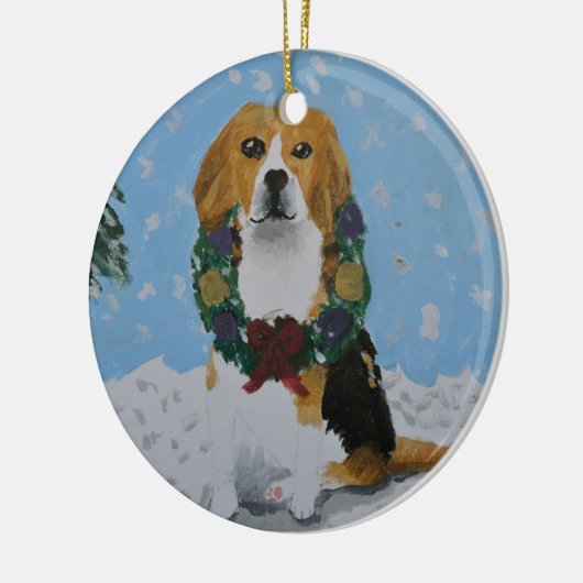 Beagle-Verzierung Keramik Ornament (Links)
