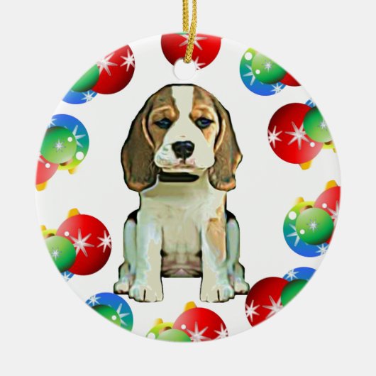 Beagle-Verzierung Keramikornament (Vorne)