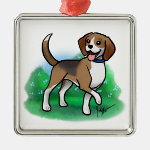Beagle-Verzierung Silbernes Ornament