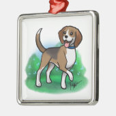 Beagle-Verzierung Silbernes Ornament (Links)