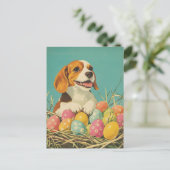 Beagle Vintag Osterzeit Postkarte (Stehend Vorderseite)