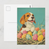 Beagle Vintag Osterzeit Postkarte (Vorne/Hinten)