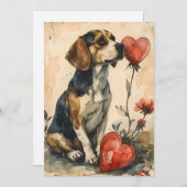 Beagle Vintag Valentinstag Feiertagskarte (Vorne/Hinten)