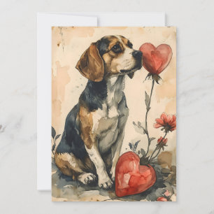 Beagle Vintag Valentinstag Feiertagskarte