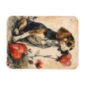 Beagle Vintag Valentinstag Magnet (Horizontal)