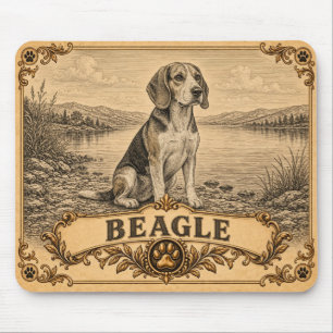Beagle, Vintage Heritage Hund Mousepad