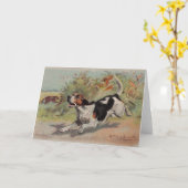 Beagle (Vintage Malerei auf Leinwand) Notecard Karte (Gelbe Blume)