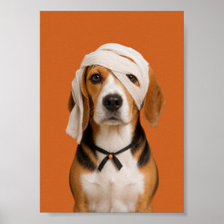 Beagle-Wandkunst — Halloween-Mumien-Haustierporträ Poster
