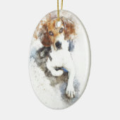 Beagle Wasserfarbe Hund Abstrakt Keramik Ornament (Links)