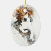Beagle Wasserfarbe Hund Abstrakt Keramik Ornament (Vorne)