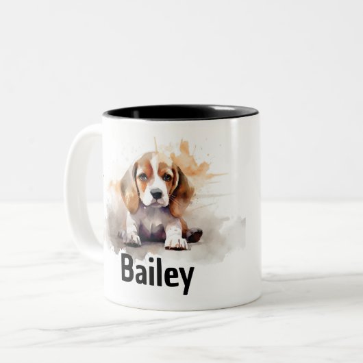 Beagle Wasserfarbe Tasse (Vorderseite Links)