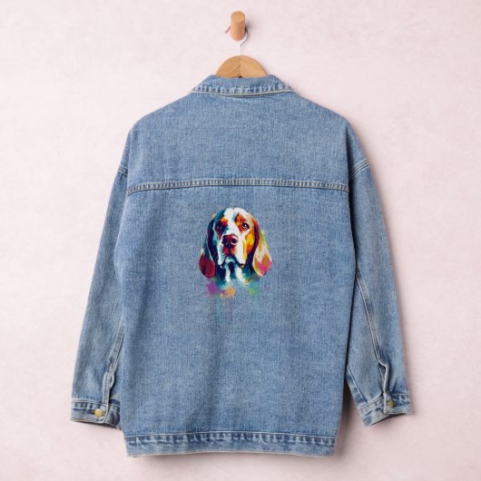 Beagle Wasserfarben Kunst Jeansjacke (Hangar)