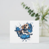 Beagle Wassersport Postkarte (Stehend Vorderseite)