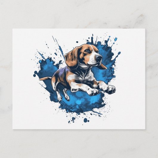 Beagle Wassersport Postkarte (Vorderseite)