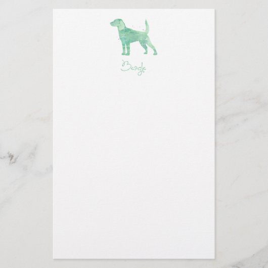Beagle Watercolor-Design Briefpapier (Vorderseite)