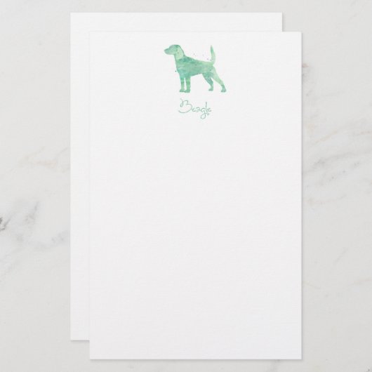 Beagle Watercolor-Design Briefpapier (Vorne/Hinten)