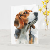 Beagle watercolor portrait karte (Gelbe Blume)
