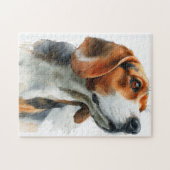 Beagle watercolor portrait puzzle (Horizontal)