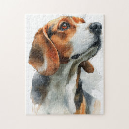 Beagle watercolor portrait puzzle