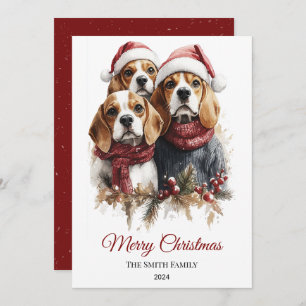 Beagle Watercolor Weihnachtsminimale Feiertagskarte