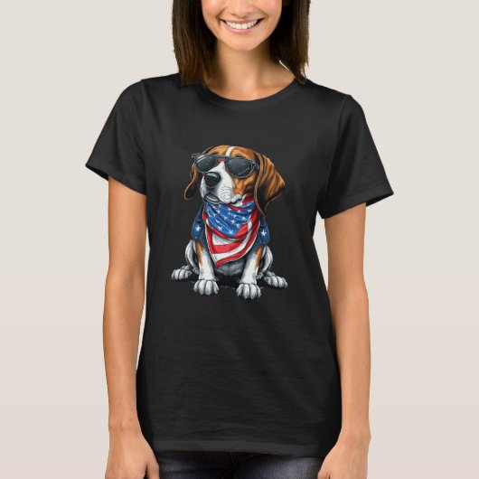 Beagle Wearing An American Flag Patriotic USA T-Shirt (Vorderseite)