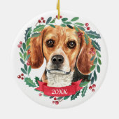 Beagle Weihnachten Eleganter Wasserfarben Hund Keramik Ornament (Hinten)