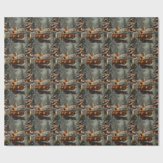Beagle Weihnachten Feierliche Reise Geschenkpapier (Flach)