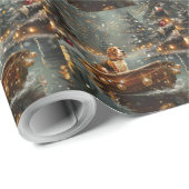 Beagle Weihnachten Feierliche Reise Geschenkpapier (Rolleneckpunkt)