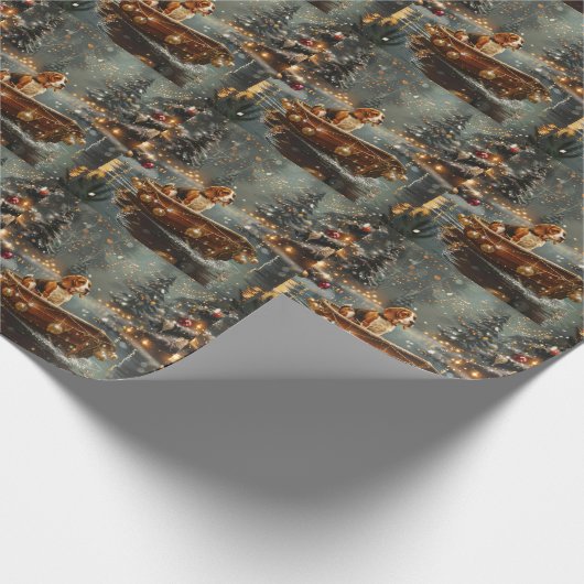 Beagle Weihnachten Feierliche Reise Geschenkpapier (Ecke)
