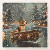 Beagle Weihnachten Feierliche Reise Glasuntersetzer (Vorderseite)