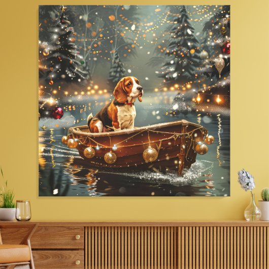 Beagle Weihnachten Feierliche Reise Leinwanddruck (Insitu (Wohnzimmer))