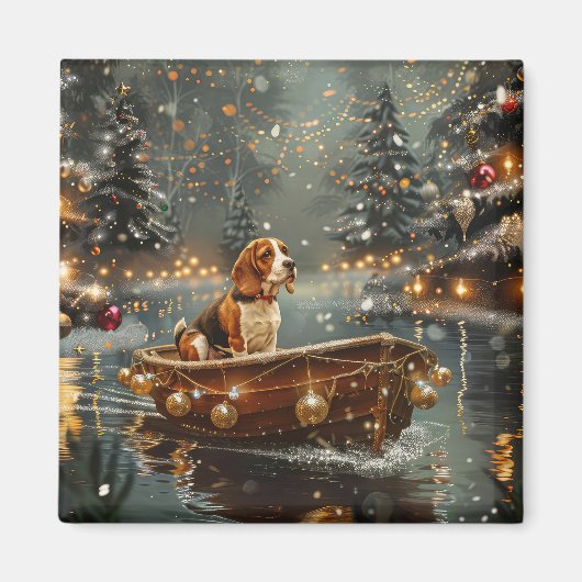 Beagle Weihnachten Feierliche Reise Magnet (Vorne)
