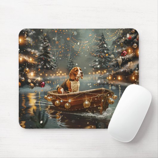 Beagle Weihnachten Feierliche Reise Mousepad (Mit Mouse)
