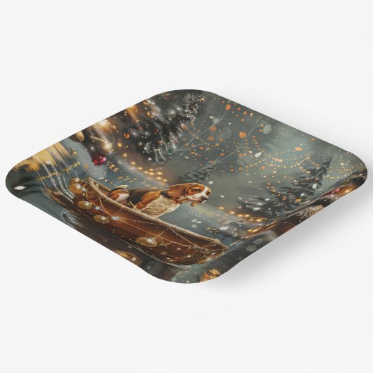 Beagle Weihnachten Feierliche Reise Pappteller (Gewinkelt)