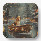 Beagle Weihnachten Feierliche Reise Pappteller (Vorderseite)
