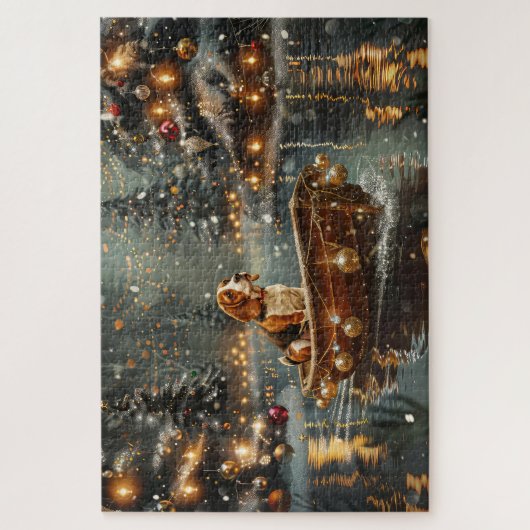 Beagle Weihnachten Feierliche Reise Puzzle (Vertikal)