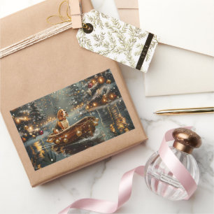 Beagle Weihnachten Feierliche Reise Rechteckiger Aufkleber