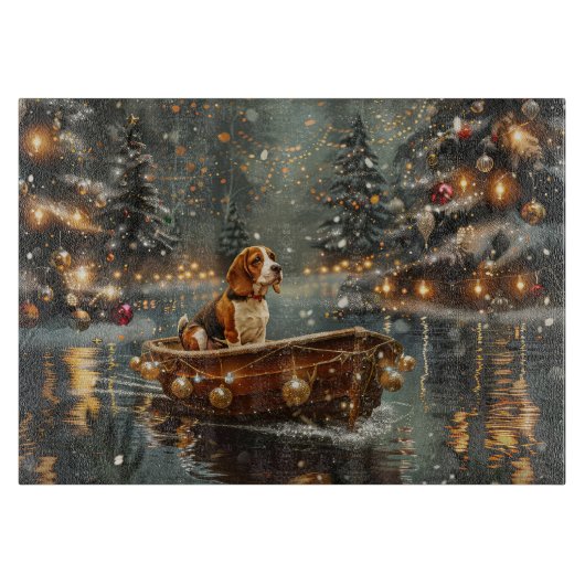 Beagle Weihnachten Feierliche Reise Schneidebrett (Vorderseite)