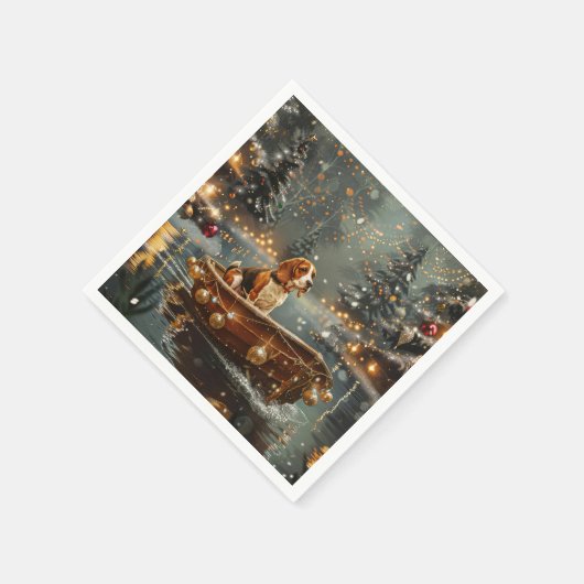 Beagle Weihnachten Feierliche Reise Serviette (Ecke)