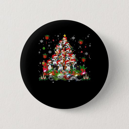 Beagle Weihnachten Funny T-Shirts Beagle Xmas Tree Button (Vorderseite)